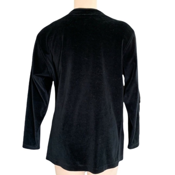 Liz Sport Black Velvet Blazer Jacket Sz S Gold Trim Crested Buttons #251H - Picture 3 of 7